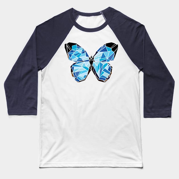 Blue butterfly Baseball T-Shirt by Ashtart